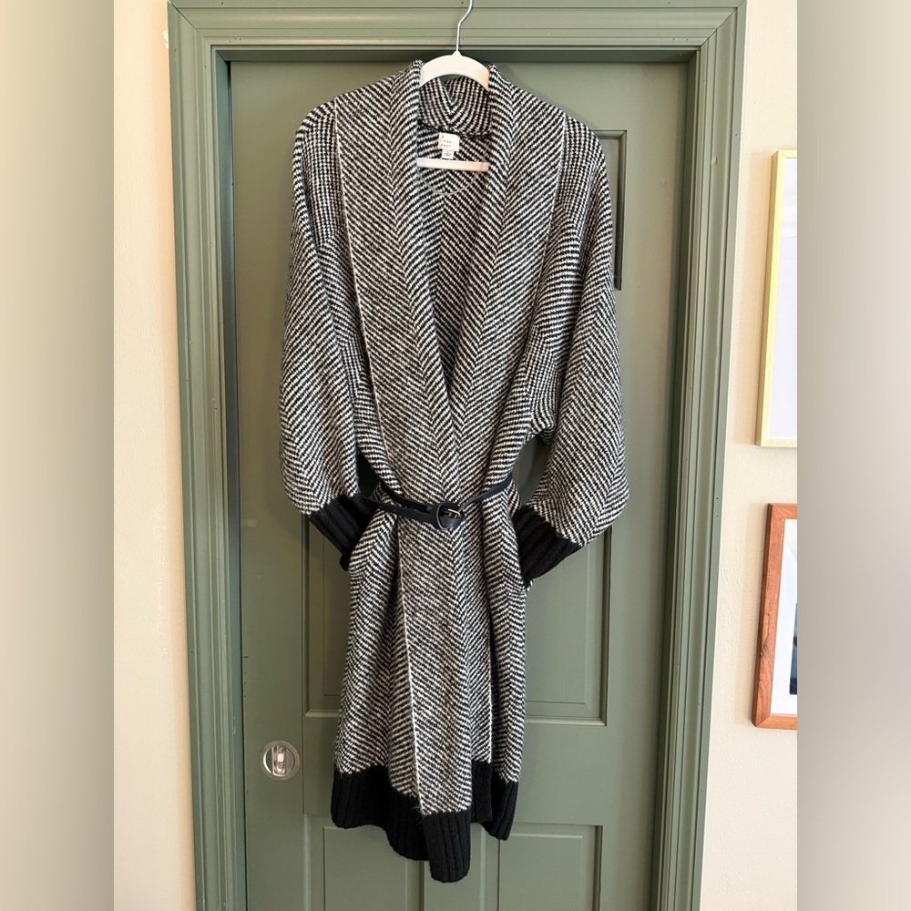 A New Day- Herringbone full length cardigan/coat Size L